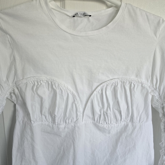 ZARA White Top Puff Sleeves M - Picture 3 of 11